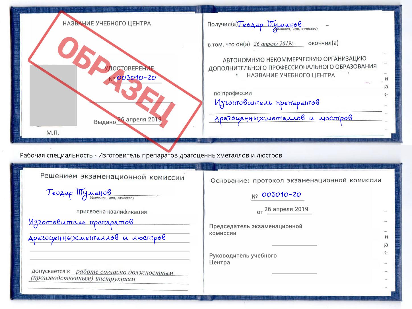 Изготовитель препаратов драгоценныхметаллов и люстров Альметьевск