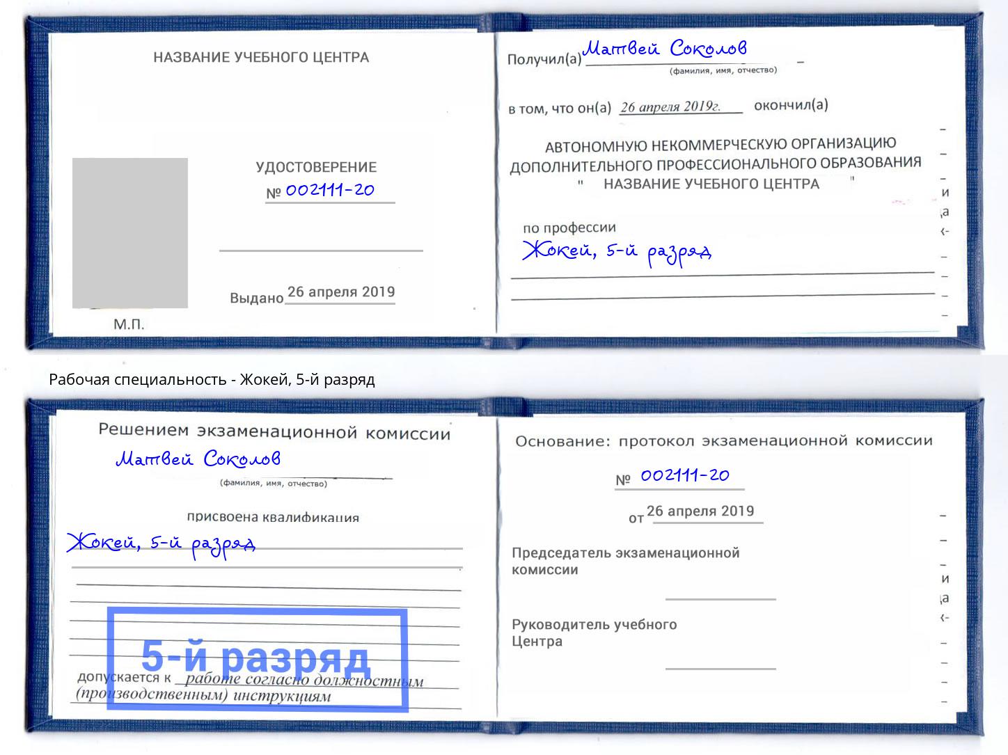 корочка 5-й разряд Жокей Альметьевск